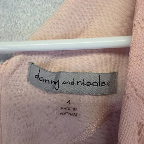 Danny & Nicole Dress Womens 4 Blush Pink Floral Lace Fit Flare Romantic Cottage - Picture 8 of 13